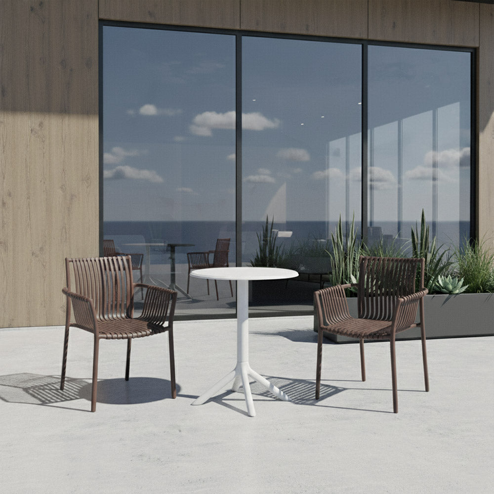 Juego de Comedor Duetto · Mesa Redonda + 2 Sillas · Taupe