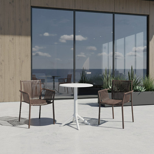 Juego de Comedor Duetto · Mesa Redonda + 2 Sillas · Taupe