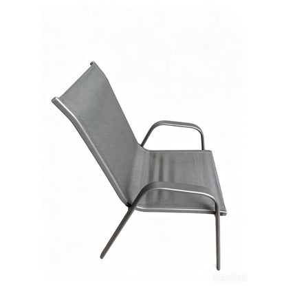 Silla de Terraza Char, Gris, con Brazos y Patas de Metal
