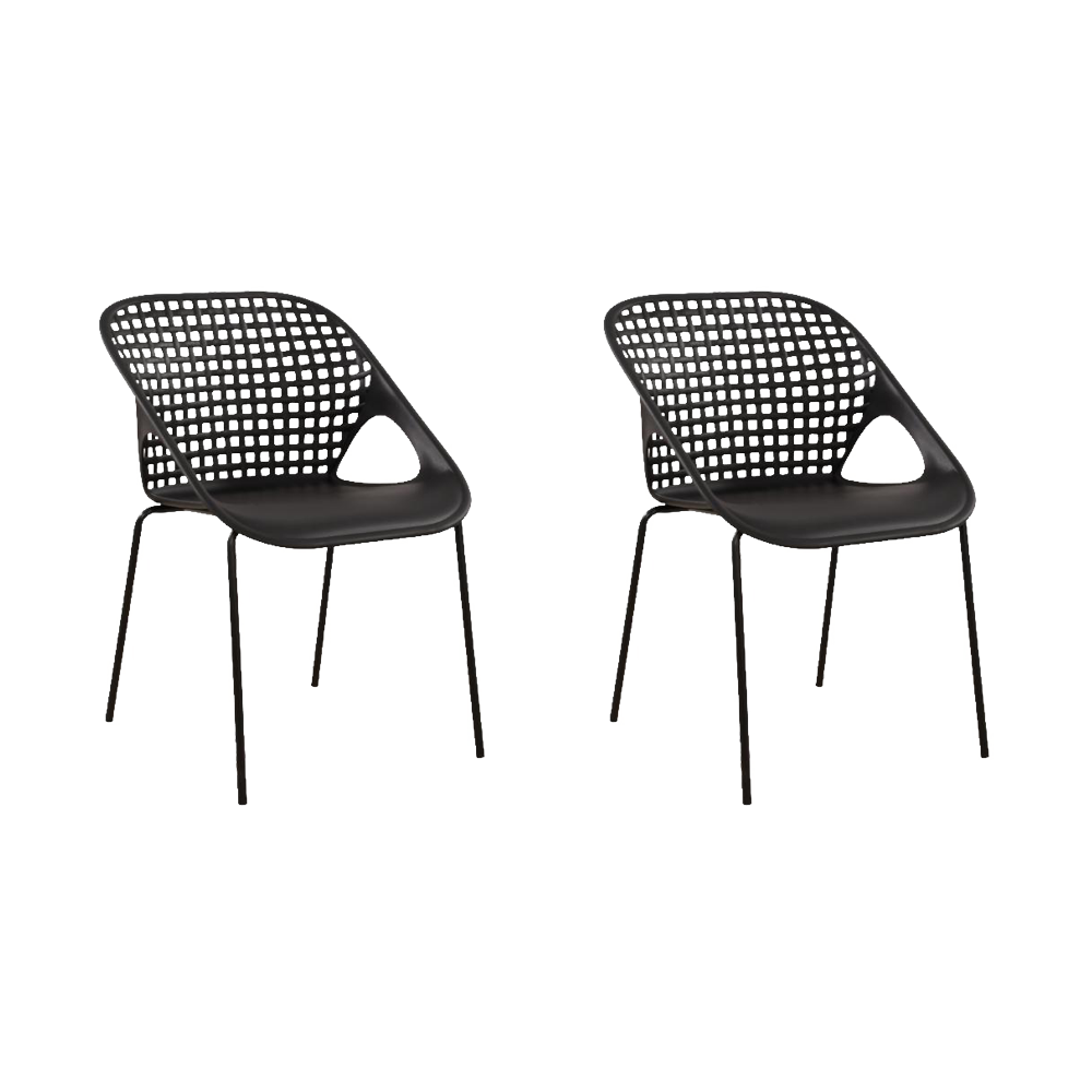 Set de 2 Sillas Senit con Brazos, Color Negro, con Espaldar y Diseño Moderno