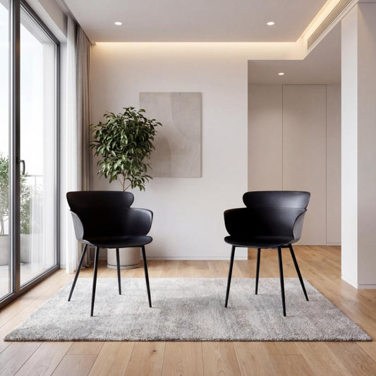Set de 2 Sillas Miami con Brazos, Color Negro, con Espaldar y Diseño Moderno