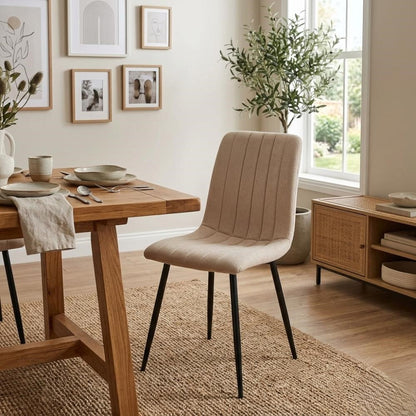 Set de 4 Sillas de Comedor Lusitano, Beige, con Espaldar y Diseño Moderno