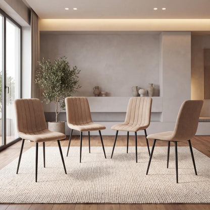 Set de 4 Sillas de Comedor Lusitano, Café, con Espaldar y Diseño Moderno