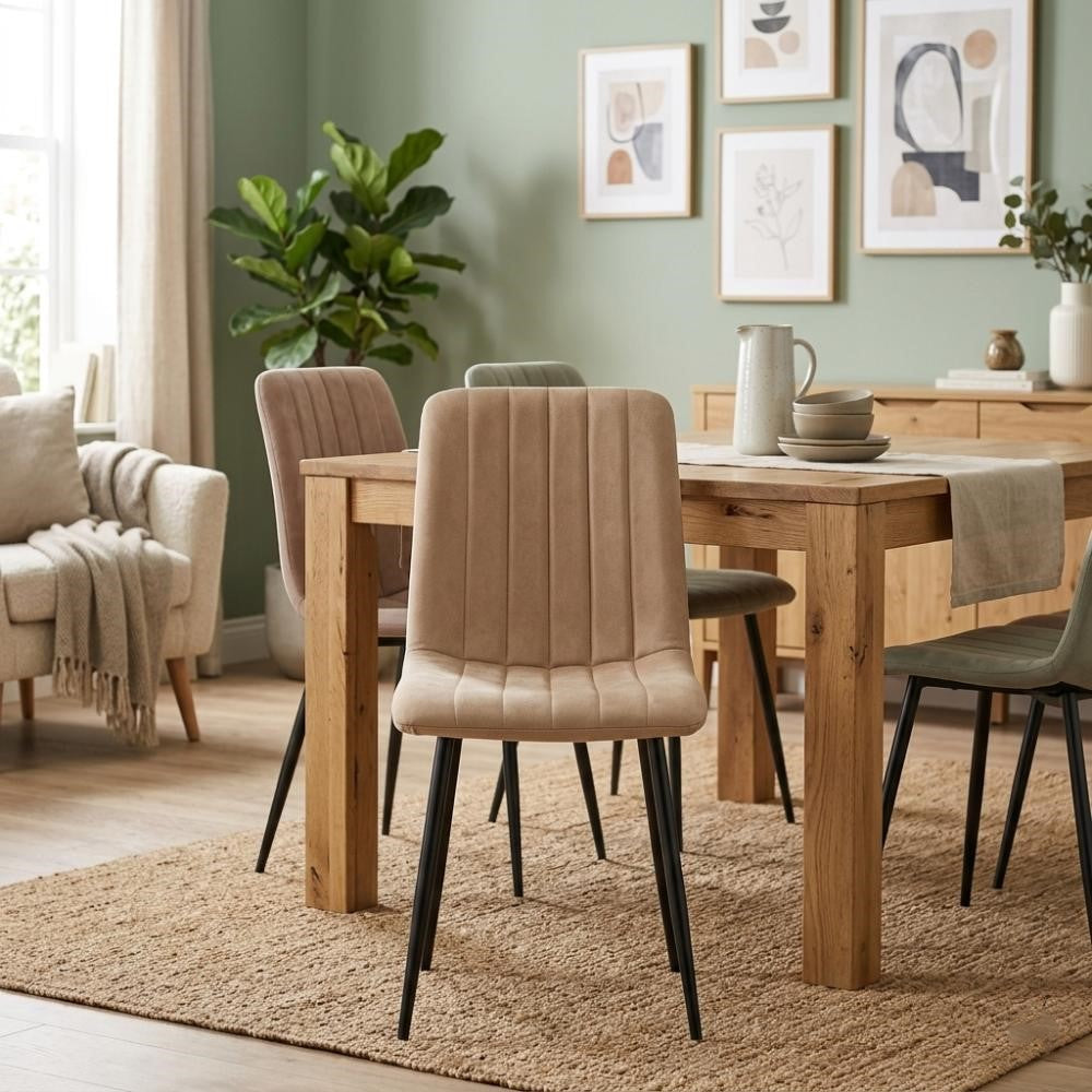 Set de 4 Sillas de Comedor Lusitano, Café, con Espaldar y Diseño Moderno