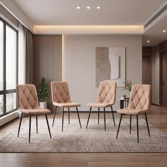 Set de 4 Sillas de Comedor Napoles, Café, con Espaldar y Diseño Moderno