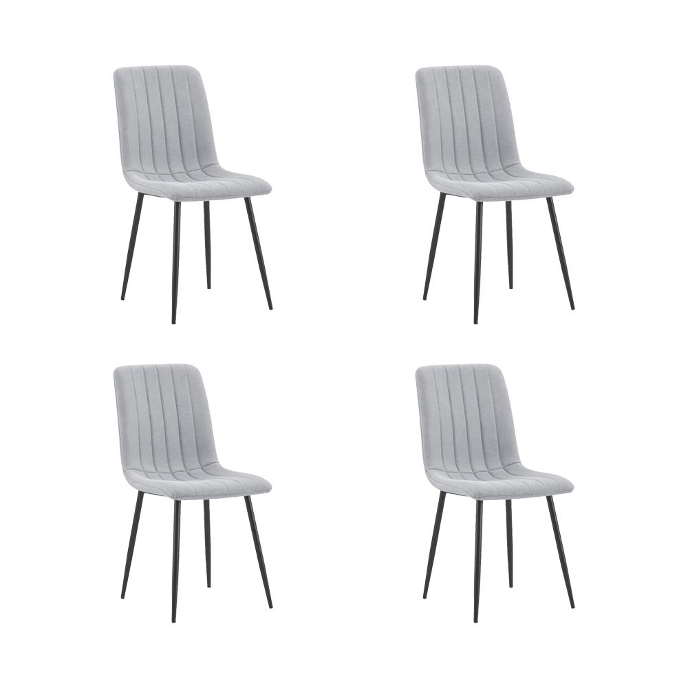 Set de 4 Sillas de Comedor Lusitano, Gris, con Espaldar y Diseño Moderno