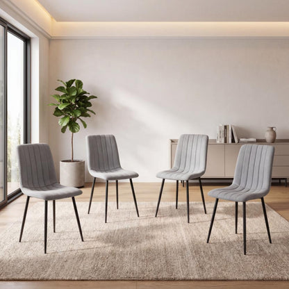 Set de 4 Sillas de Comedor Lusitano, Gris, con Espaldar y Diseño Moderno