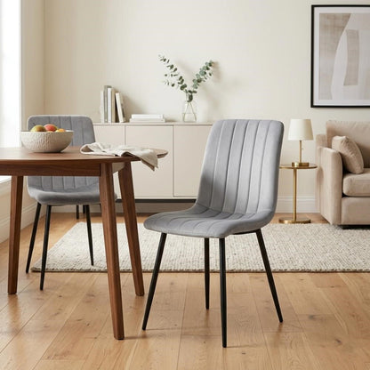 Set de 4 Sillas de Comedor Lusitano, Gris, con Espaldar y Diseño Moderno