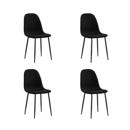 Set de 4 Sillas de Comedor Margarita, Negro, con Espaldar y Diseño Moderno
