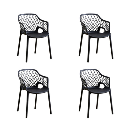 Set de 4 Sillas con Brazos Casablanca, Negro, con Espaldar en Diamantes y Estilo Moderno