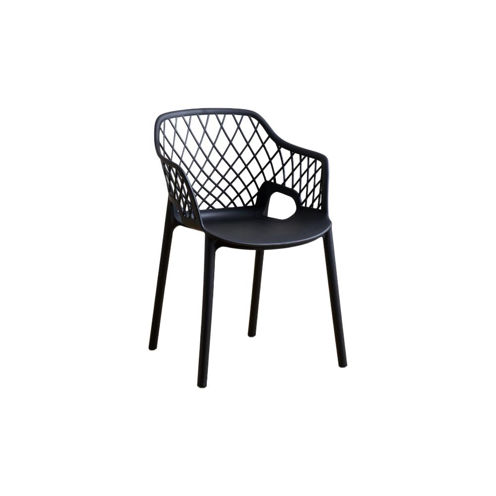 Set de 4 Sillas con Brazos Casablanca, Negro, con Espaldar en Diamantes y Estilo Moderno