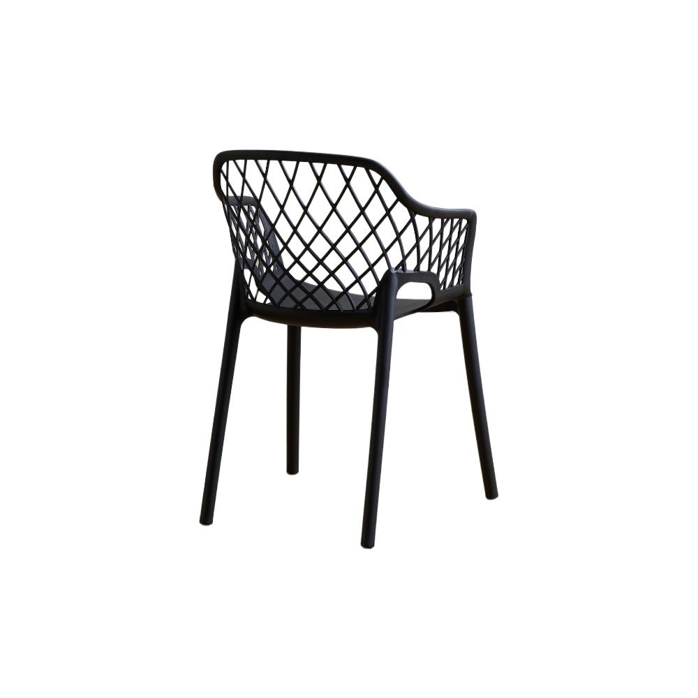 Set de 4 Sillas con Brazos Casablanca, Negro, con Espaldar en Diamantes y Estilo Moderno
