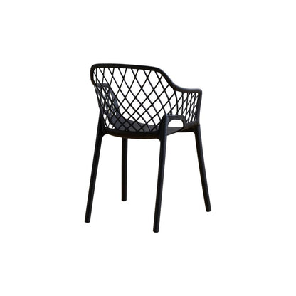 Set de 4 Sillas con Brazos Casablanca, Negro, con Espaldar en Diamantes y Estilo Moderno