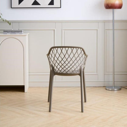 Silla con Brazos Casablanca, Taupe, con Espaldar en Diamantes y Estilo Moderno