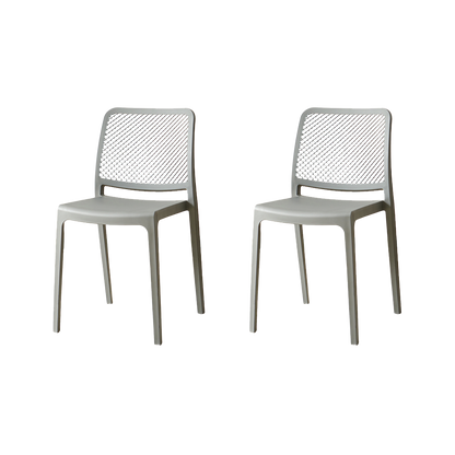 Set de 2 Sillas Manhattan, Gris Oscuro, con Espaldar en Rejilla y Diseño Minimalista