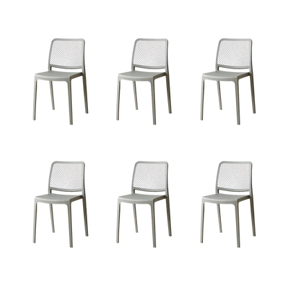 Set de 6 Sillas Manhattan, Gris Oscuro, con Espaldar en Rejilla y Diseño Minimalista