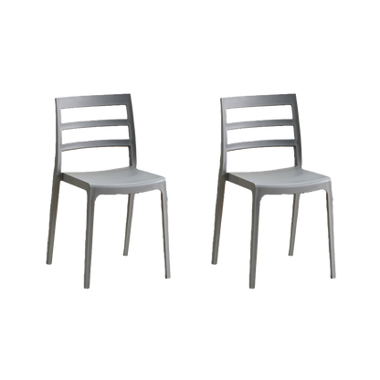 Set de 2 Sillas New York, Gris Oscuro, con Espaldar en Líneas y Diseño Minimalista