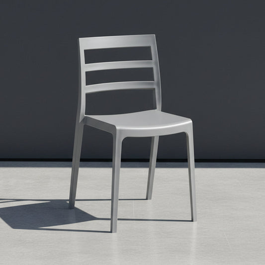 Silla New York, Gris Oscuro, con Espaldar en Líneas y Diseño Minimalista