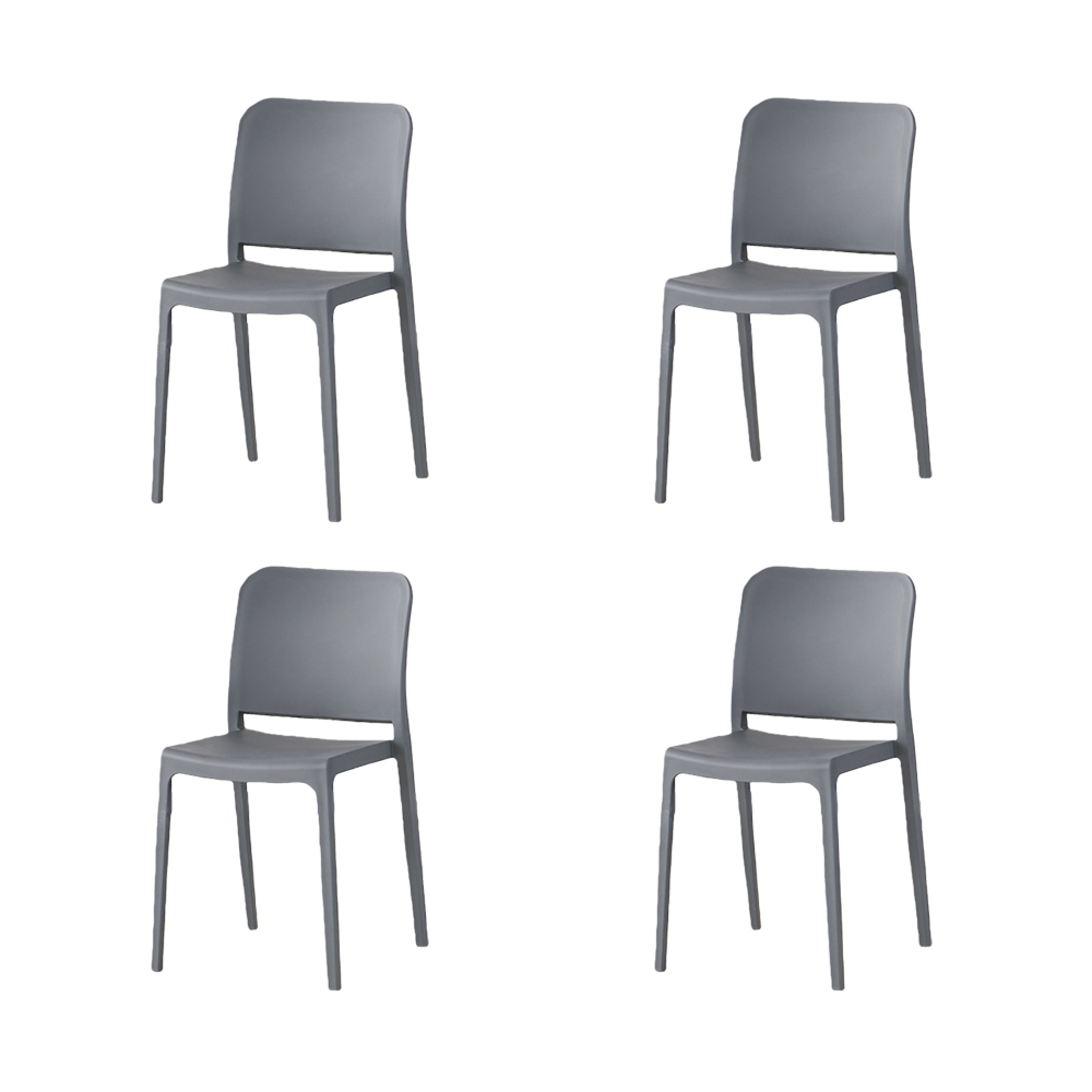 Set de 4 Sillas Triveca, Gris Oscuro, con Espaldar Cerrado y Diseño Minimalista