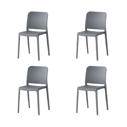 Set de 4 Sillas Triveca, Gris Oscuro, con Espaldar Cerrado y Diseño Minimalista