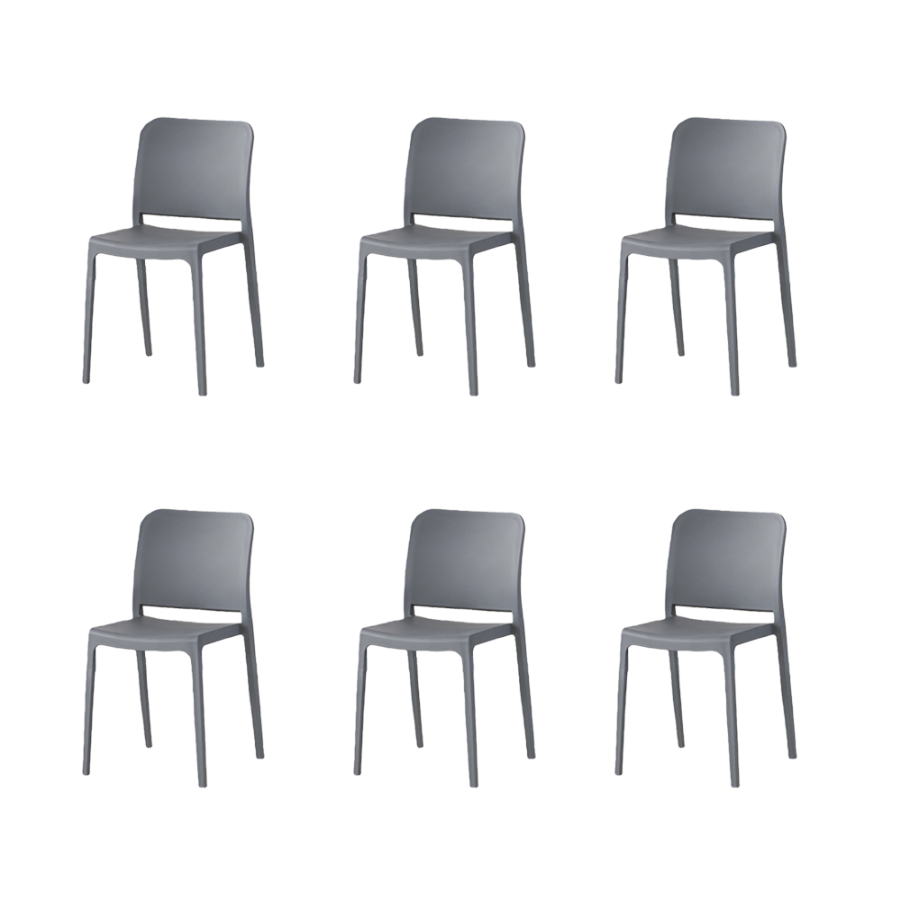 Set de 6 Sillas Triveca, Gris Oscuro, con Espaldar Cerrado y Diseño Minimalista