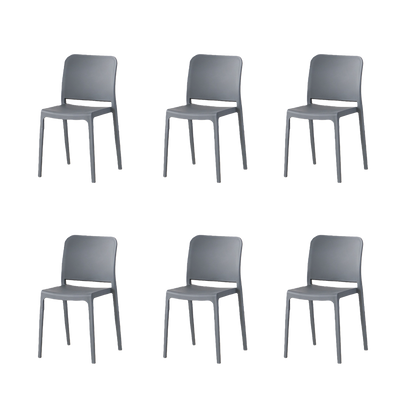 Set de 6 Sillas Triveca, Gris Oscuro, con Espaldar Cerrado y Diseño Minimalista