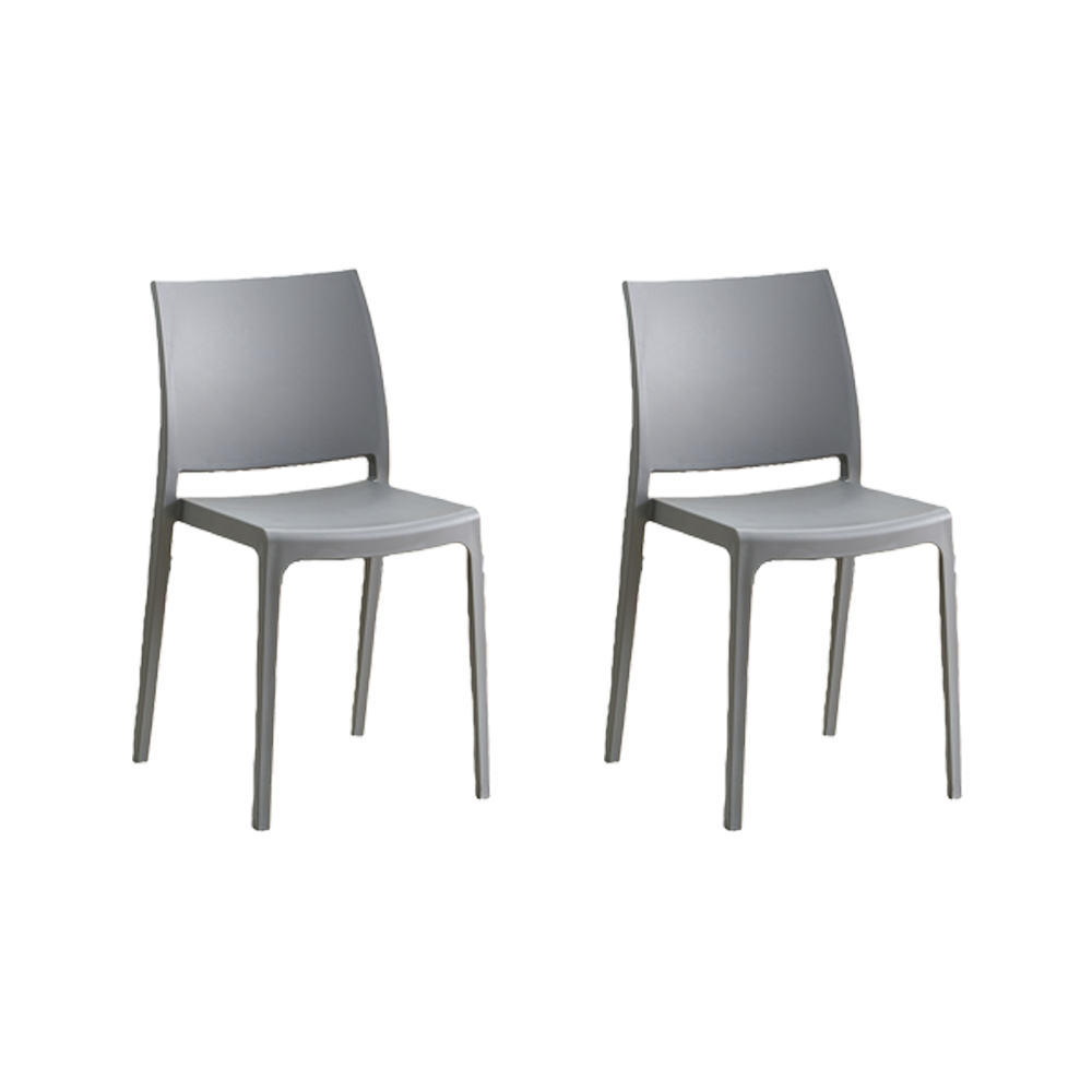 Set de 2 Sillas Soho, Gris Oscuro, con Espaldar Cerrado y Diseño Minimalista