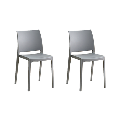 Set de 2 Sillas Soho, Gris Oscuro, con Espaldar Cerrado y Diseño Minimalista