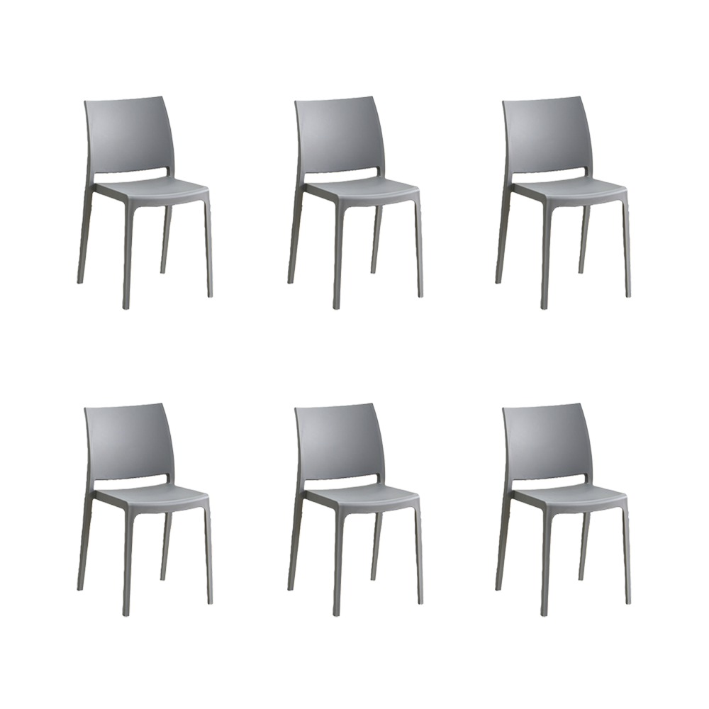 Set de 6 Sillas Soho, Gris Oscuro, con Espaldar Cerrado y Diseño Minimalista