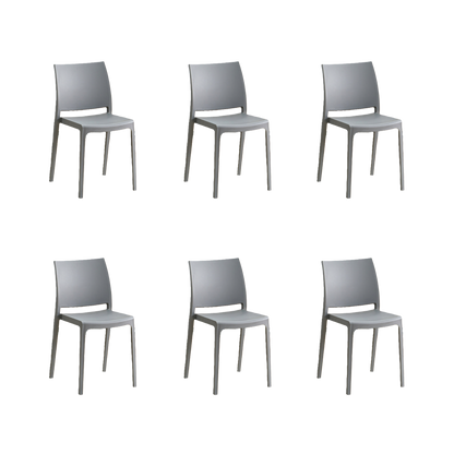 Set de 6 Sillas Soho, Gris Oscuro, con Espaldar Cerrado y Diseño Minimalista