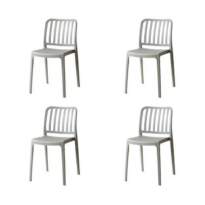 Set de 4 Sillas Brooklyn, Gris Oscuro, con Espaldar en Rayas y Diseño Minimalista
