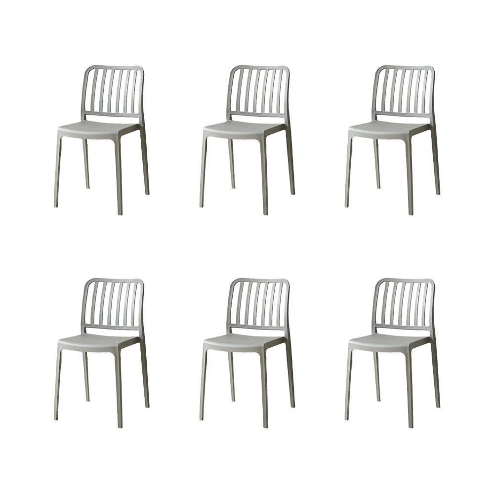 Set de 6 Sillas Brooklyn, Gris Oscuro, con Espaldar en Rayas y Diseño Minimalista