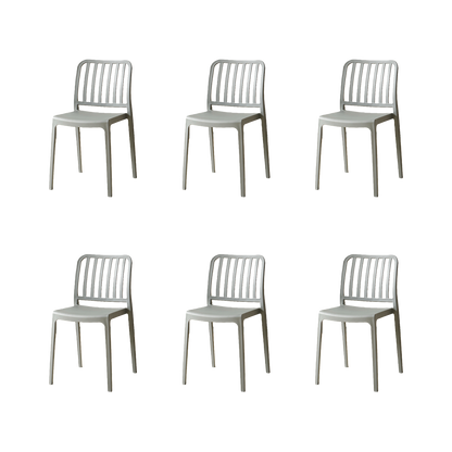 Set de 6 Sillas Brooklyn, Gris Oscuro, con Espaldar en Rayas y Diseño Minimalista