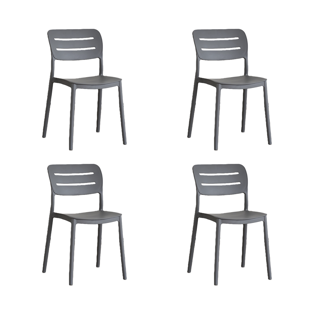 Set de 4 Sillas Harriman, Gris Oscuro, con Medio Espaldar y Diseño Minimalista