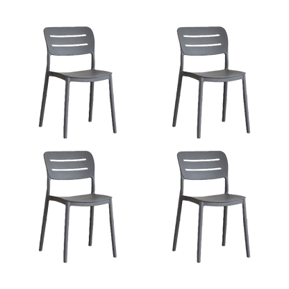 Set de 4 Sillas Harriman, Gris Oscuro, con Medio Espaldar y Diseño Minimalista
