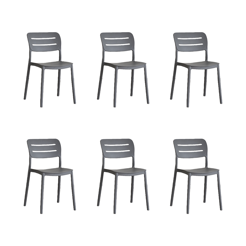 Set de 6 Sillas Harriman, Gris Oscuro, con Medio Espaldar y Diseño Minimalista