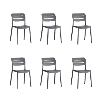 Set de 6 Sillas Harriman, Gris Oscuro, con Medio Espaldar y Diseño Minimalista