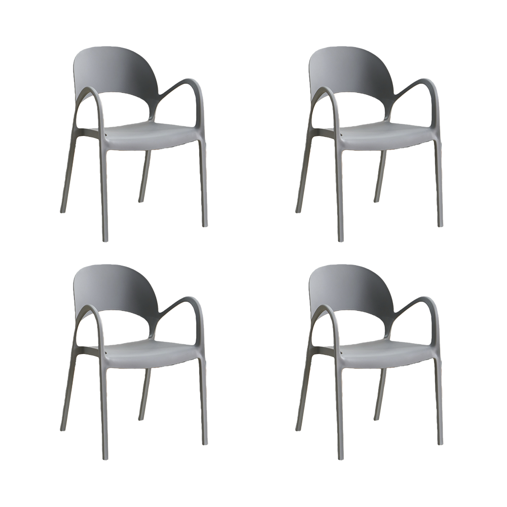 Set de 4 Sillas Bremen, Gris Oscuro, con Espaldar, Reposa Brazos y Diseño Minimalista
