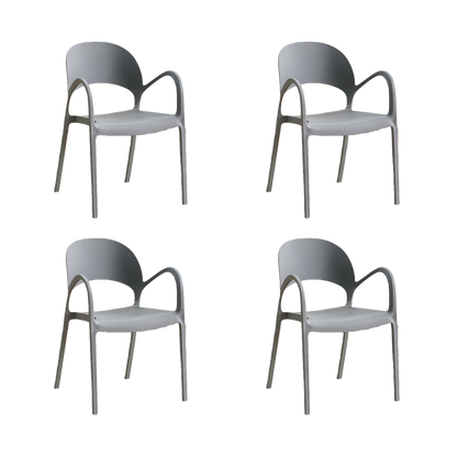 Set de 4 Sillas Bremen, Gris Oscuro, con Espaldar, Reposa Brazos y Diseño Minimalista