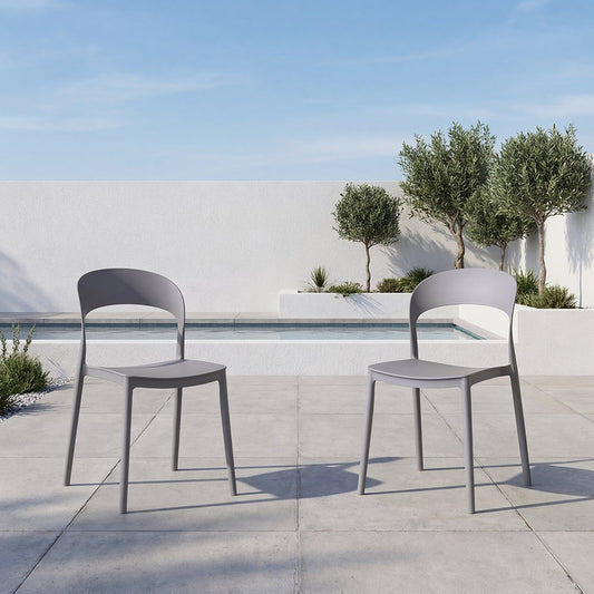 Set de 2 Sillas Sevilla, Color Gris, con Espaldar Liso y Diseño Minimalista