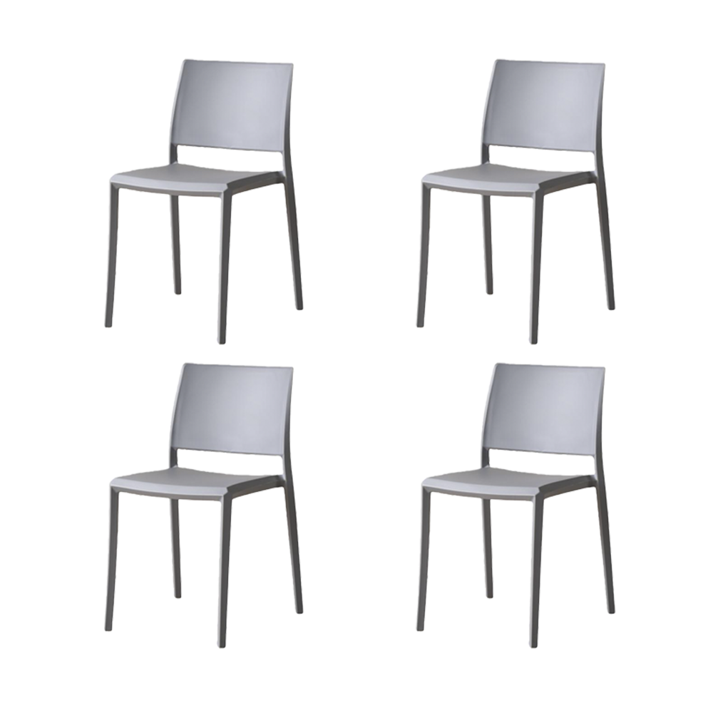Set de 4 Sillas Toledo, Color Gris, con Espaldar Liso y Cuadrado, Diseño Moderno