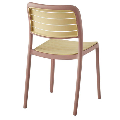 Silla Carolina, Color Terracota y Beige, con Espaldar de Líneas Horizontales