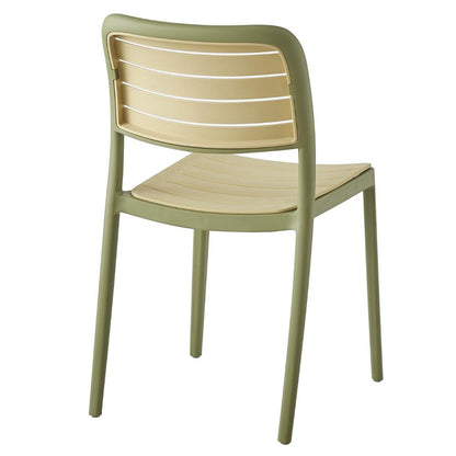 Set de 2 Sillas Carolina, Color Verde Olivo y Beige, con Espaldar de Líneas Horizontales