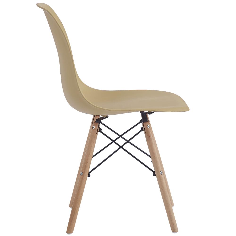 Set de 4 Sillas Eames, Color Taupe, con Patas de Madera