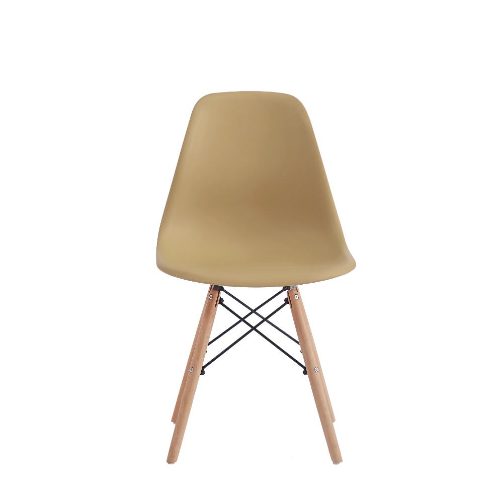 Set de 4 Sillas Eames, Color Taupe, con Patas de Madera
