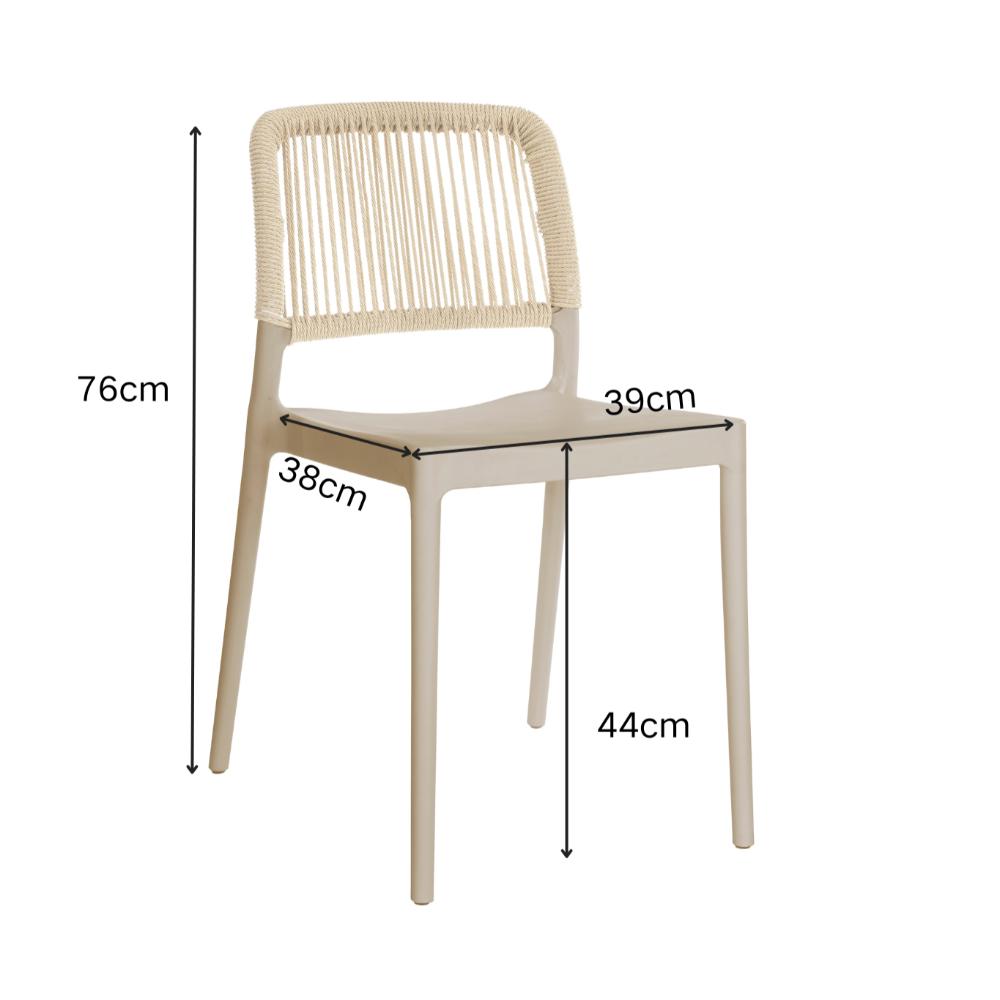 Set de 4 Sillas Houston, Color Taupe, con Espaldar Tejido, vista superior