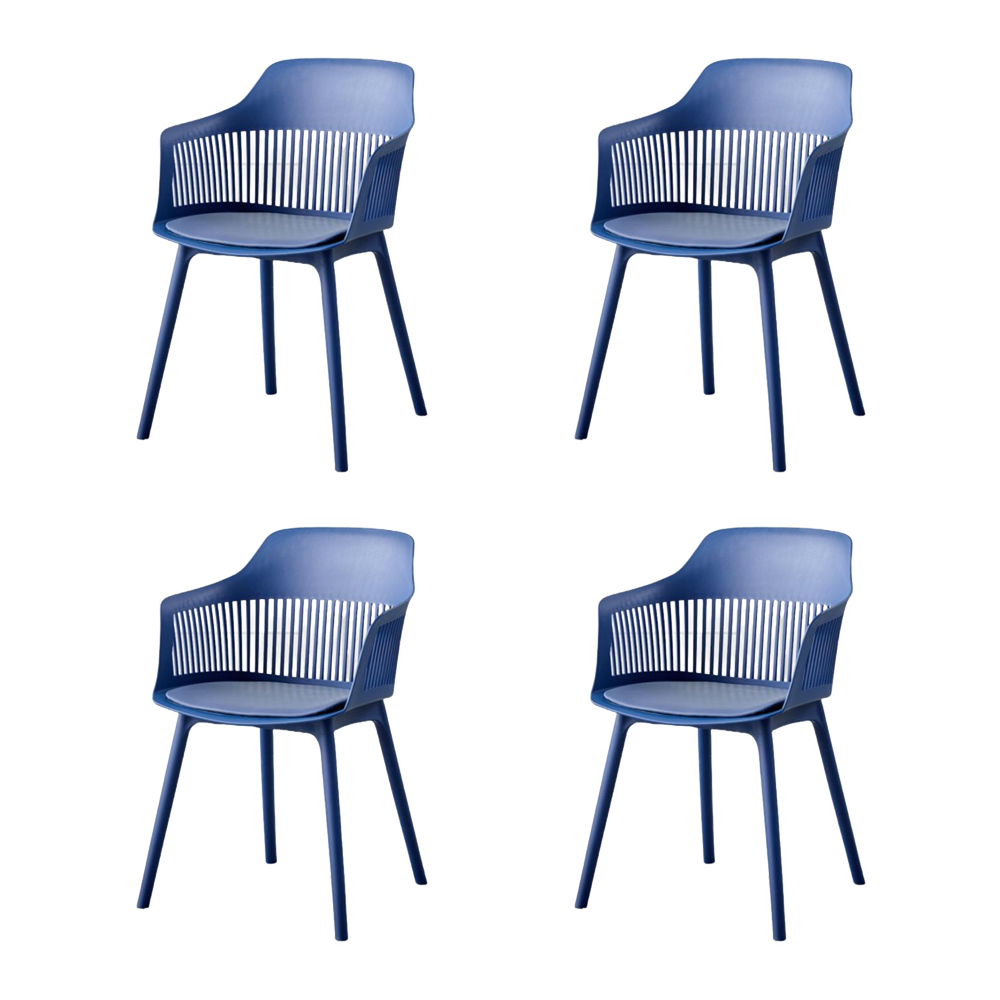 Set de 4 Sillas con Cojín Max, Color Azul, con Espaldar en Rejilla