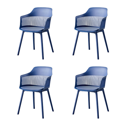 Set de 4 Sillas con Cojín Max, Color Azul, con Espaldar en Rejilla