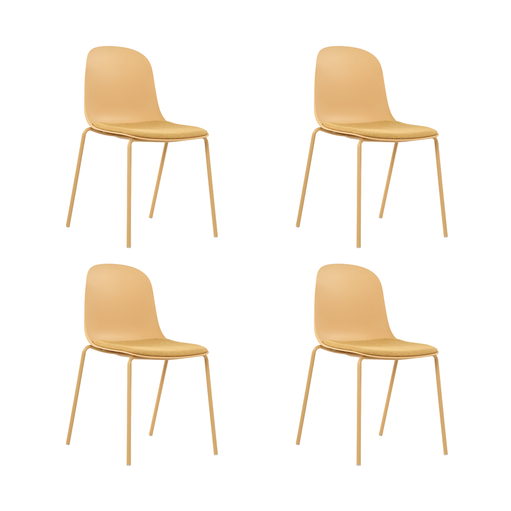 Set de 4 Sillas con Cojín Aiara, Color Amarillo, Diseño Moderno