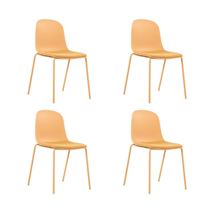 Set de 4 Sillas con Cojín Aiara, Color Amarillo, Diseño Moderno